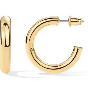PAVOI 14K Gold Plated Lightweight Chunky Open Hoops | Trendy Gold Hoop Earrings